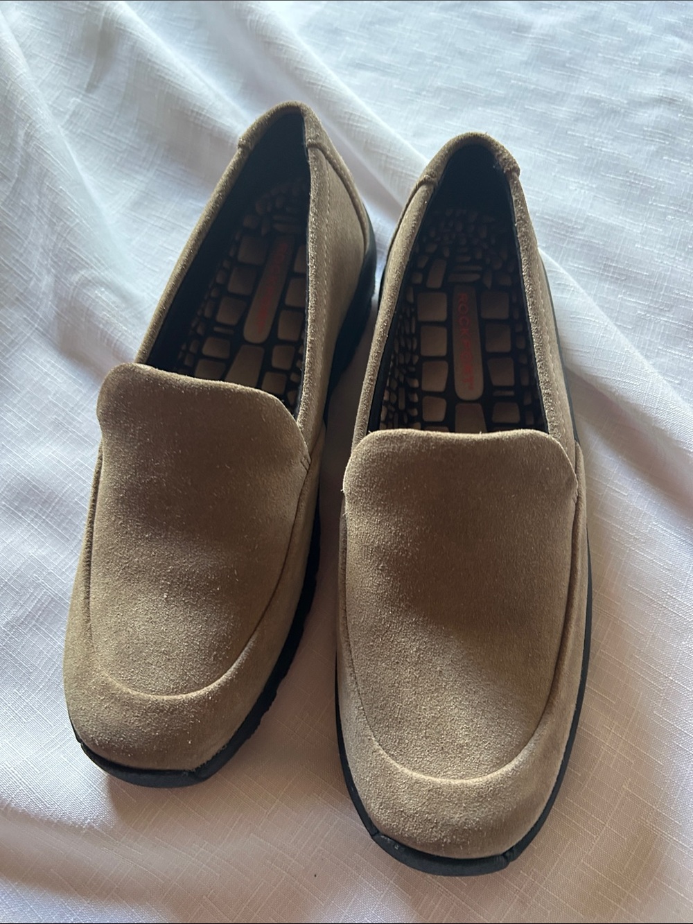 Rockport Women's Taupe Suede Slip-On Loafers